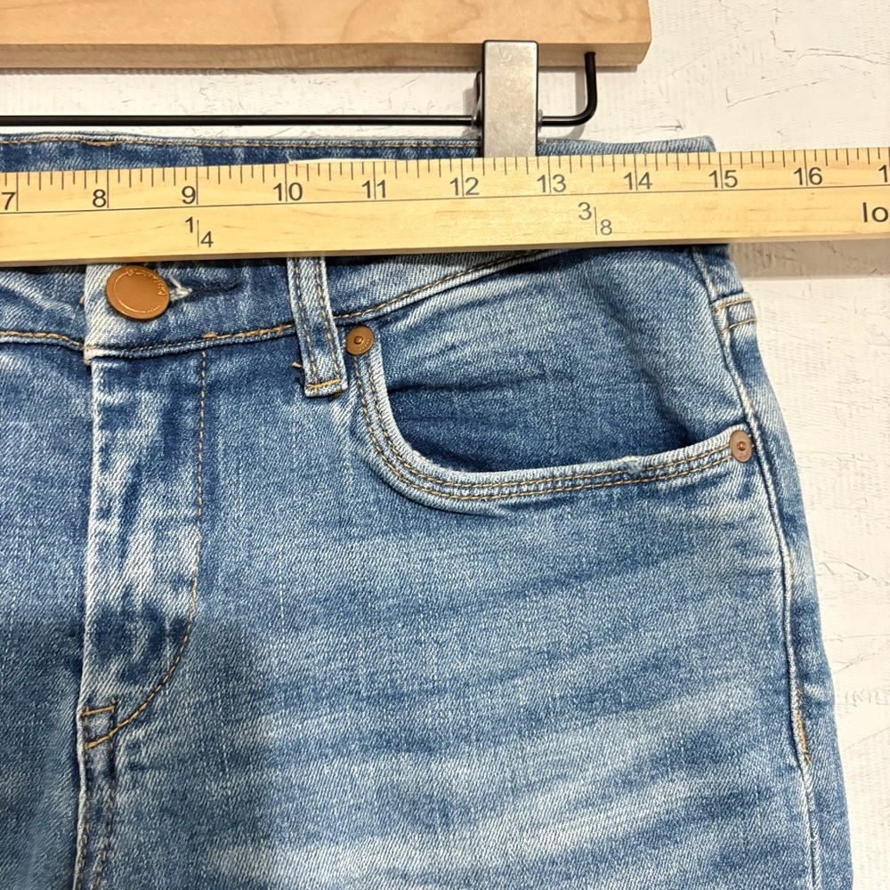 Blank NYC Light Blue Distressed Ankle Cropped Skinny Jeans MidRise Raw Hem Sz 27 - Picture 5 of 14